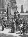 Les Soldats indigénes devant le Pavillon des Colonies (Esplanade des Invalides). 植民地館の前の各植民地の現地人兵士たち（アンヴァリッド会場）