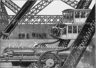 La Tour Eiffel. - Mécanisme des ascenseurs Roux et Combaluzier. エッフェル塔 ルー・＆・コンバリュジエ式エレベーターの機械装置