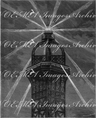 Le phare électrique de la Tour Eiffel. エッフェル塔のイルミネーション灯台