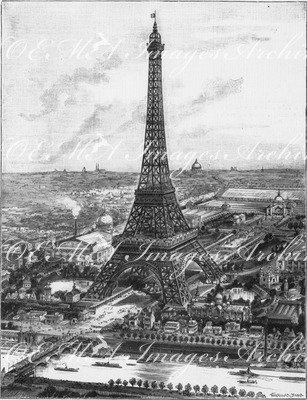 Vue générale de l'Exposition prise du Parc du Trocadéro. トロカデロ会場から見た万博の概観