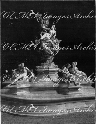 "Fontaine erigée par M. Francis de Saint-Vidal, statuaire." 彫刻家フランシス・ド・サン=ヴィダルによってつくられた噴水