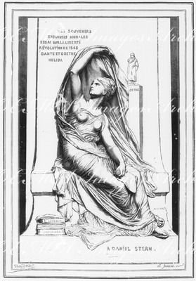 "La pensée, marbre de M. Chapu, destiné au tombeau de Mme La contesse d'Agoult (Daniel Stern). " 「思索」、アグー伯爵夫人の墓のために用意されたシャピュの大理石像(筆名 ダニエル・ステルヌ)