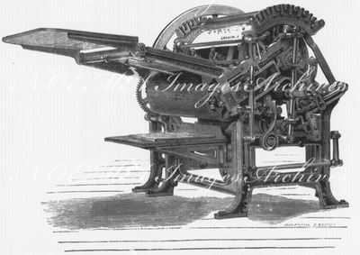 Machine zincographique exposée par M. Wibart. ウィバート社製亜鉛版凸版印刷機