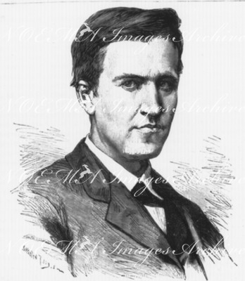 "M. Thomas E. Edison, inventeur du phonographe." 蓄音機の発明者、トーマス・E・エジソン