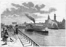"Le mouvement des bateau à vapeur sur la Seine, près du pont d'Iéna." セーヌ河のイエナ橋付近を進む蒸気船