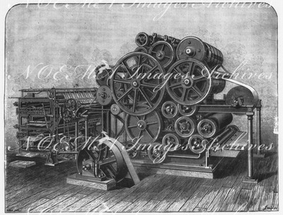"《The Ingram》, machine rotative brevetés, pour imprimer les journaux illustrés : Vue générale." 特許付きイラストレーション入り新聞の回転印刷機「ザ・イングラム」、全容