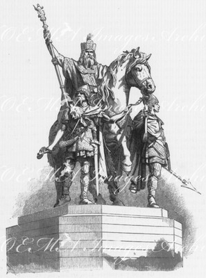 "Statue de Charlemagne, par feu Rochet, fondue par la maison Thiebault." 「カール大帝像」、彫刻ロシェ、鋳造ティエボー工房