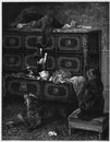 "Beaux-arts, section française. - Installation provisoire, tableau de L.-E. Lambert." 芸術部門フランス・コーナー 「仮住まい」、L-E・ランベール画