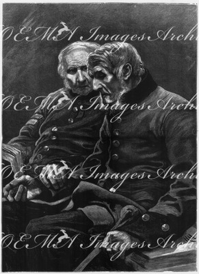 "L'Exposition de Paris. - Supplément au N°7. La derniere revue : Le dimanche à l'hôpital royal des invalides de Chelsea, par Hubert Herkomer. パリ万博 付録 7 「最後の再会 チェルシー王立軍人病院の日曜日」、ヒューバート・ヘルコマー画