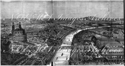 L'Exposition de Paris. - Supplément au N°6. Vue panoramique de l'Exposition universelle de 1878 パリ万博 付録 6 1878年万国博覧会のパノラマ的全景(1/2)