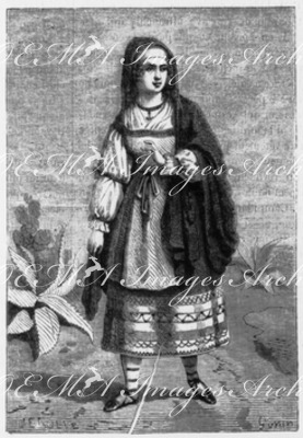 Costumes italiens. : Femme de Trapani (Sicile.) イタリアの民族衣装 トラーパニの婦人(シチリア)