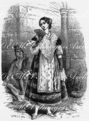 Costumes espagnols. : La manola de Madrid. スペインの民族衣装 マドリッドの女工