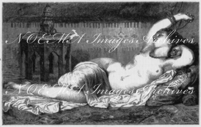 "Le réveil de l'odalisque, tableau de M. Ch. Landelle." 「オダリスクの目覚め」、Ch・ランデル画