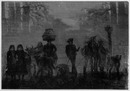 Retour du concours régional par un temps de brouillard. Tableau de M. Jundt. 「霧の中を共進会から帰る」、Jundt画