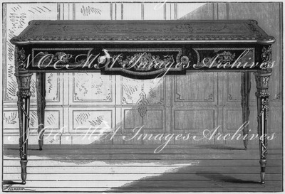 "Table en ébène Louis XVI. - M. Beurdeley, classes 14 et 15." ブルドレ社出展のルイ16世様式の黒檀のテーブル、第14、15組