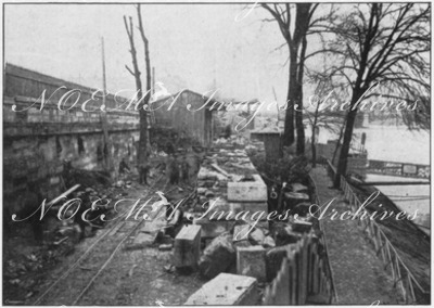 Le prolongement des lignes de la Cie d'Orléans.- Chantier du pont Sully.1900年博 オルレアン会社新線の延長 － スリー橋の工事現場