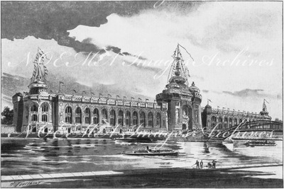 Le Palais des Armées de Terre et de Mer.- Facade principale modifiée (2e projet).1900年博 陸海軍館 － 改修された正面ファサード（第2のプラン）