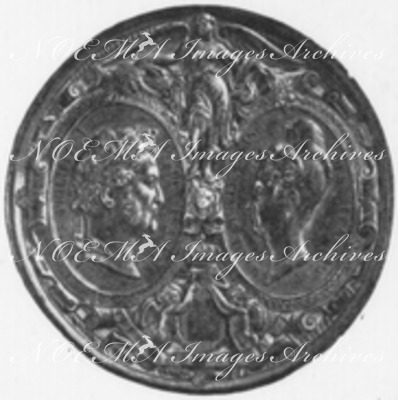 "La médaille en France au XIXe siècle.La famille d'Orléans, médaille de J.J.Barre.(avers)" 1900年博 19世紀フランスのメダル オルレアン家 J.J.バレ氏のメダル（表と裏）