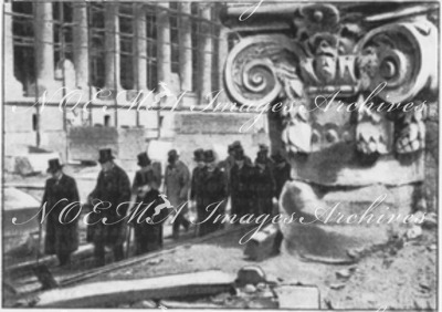 Le roi Oscar de Suède à l'Exposition.Visite des chantiers des Palais des Champs-Elysées.1900年博 オスカー スウェーデン国王の博覧会場訪問 シャン＝ゼリゼ展示場工事現場の視察