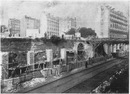 "La ligne Courcelles-Champ-de-Mars.- Mur en bordure de la voie descendante, au dela de la gare du Trocadéro." 1900年博 クールセル・シャン・ド・マルス線 － トロカデロ駅からの下降線路沿いの壁