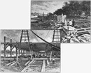 Les installations de la rive gauche de la Seine.1.Plafond au-dessus de la tranchée de l'Ouest.- 2.Etablissement de la plate-forme pour les pavillons des puissances étrangères.1900年博 セーヌ左岸の整備 1.西側溝の天井 － 2.諸外国館のためのプラットフォーム建設