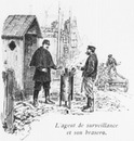 L'agent de surveillance et son braséro.1900年博 監視人と火鉢