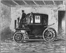 Landaulet avec son cocher.1900年博 ランドー式自動車と運転手