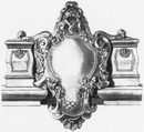 Cartouche de départ de la balustrade du pont.1900年博 橋のバリュストラードにつけられた出発のカルトゥーシュ