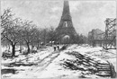 La neige au Champ-de-Mars.- Autour de la Tour Eiffel.1900年博 シャン・ド・マルス会場の雪 － エッフェル塔付近