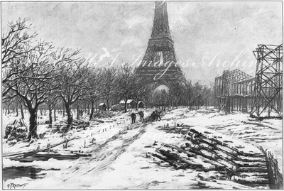 La neige au Champ-de-Mars.- Autour de la Tour Eiffel.1900年博 シャン・ド・マルス会場の雪 － エッフェル塔付近