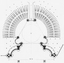 Plan d'ensemble de la porte monumentale et des cinquante-huit passages.1900年博 58のパッサージュを持つ記念門の全体図