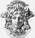 Mascaron de femme supportant l'extrémité des guirlandes.1900年博 花輪飾りの先端につけられた女性の仮面飾り